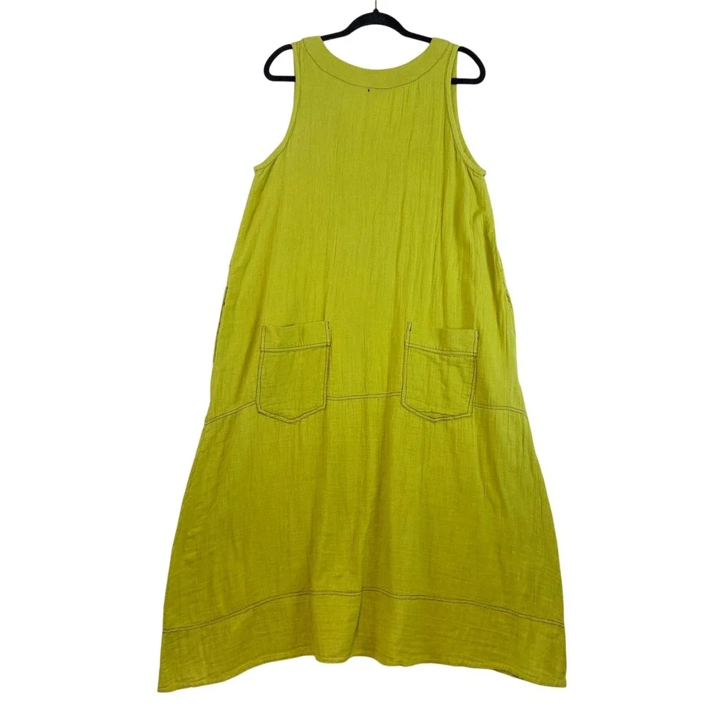 Tulip Midi Dress Women's‎ MEDIUM Charmaine Sweet Pea Green Gauze Cotton Boho